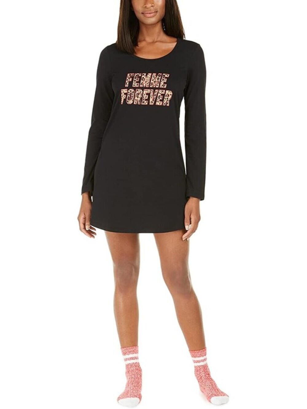 Jenni Womens Printed Sleepshirt With Socks Size XS
